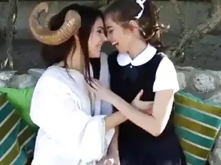 Cute girl with a pigtail gets ass licked by futanari