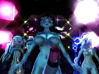 Out of this world shemale dances and bounces her cock